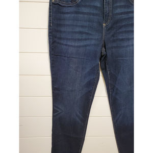 FG womens size 16 unique whiskering at knees dark wash denim jeans straight leg